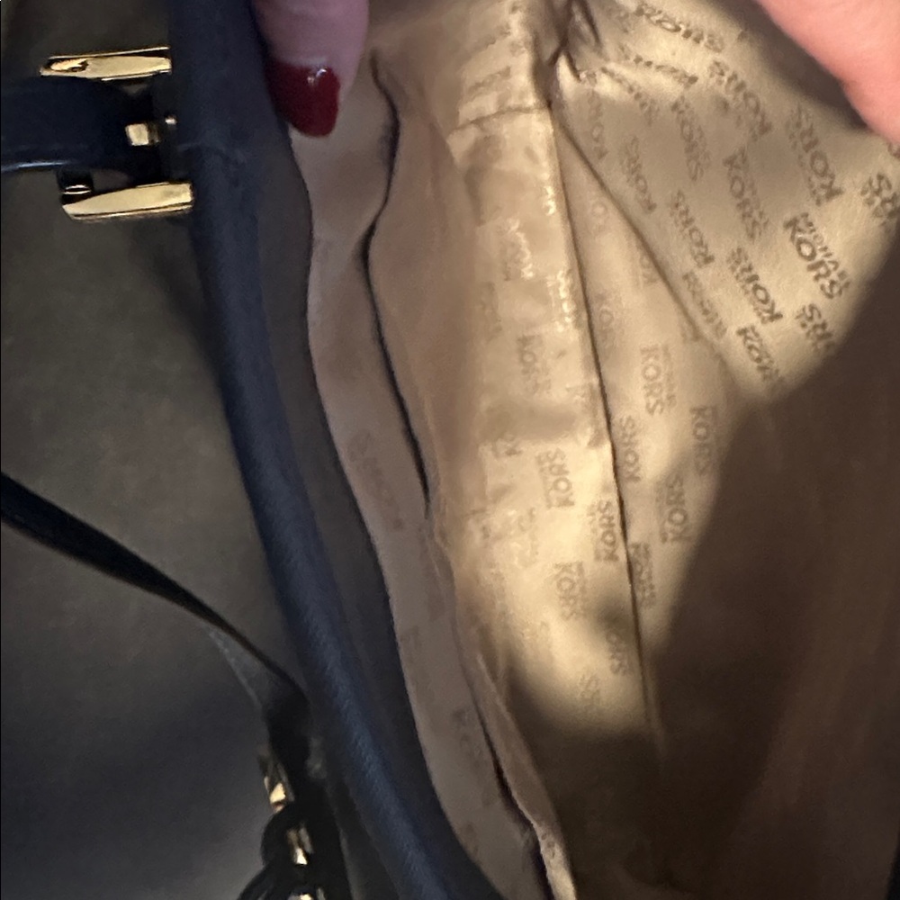 Michael Kors, Jetset, Navy Blue Purse, Saffino Leather - Picture 10 of 11